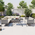5-Piece Patio Sectional Sofa Set with Glass Table and Cushions M60171