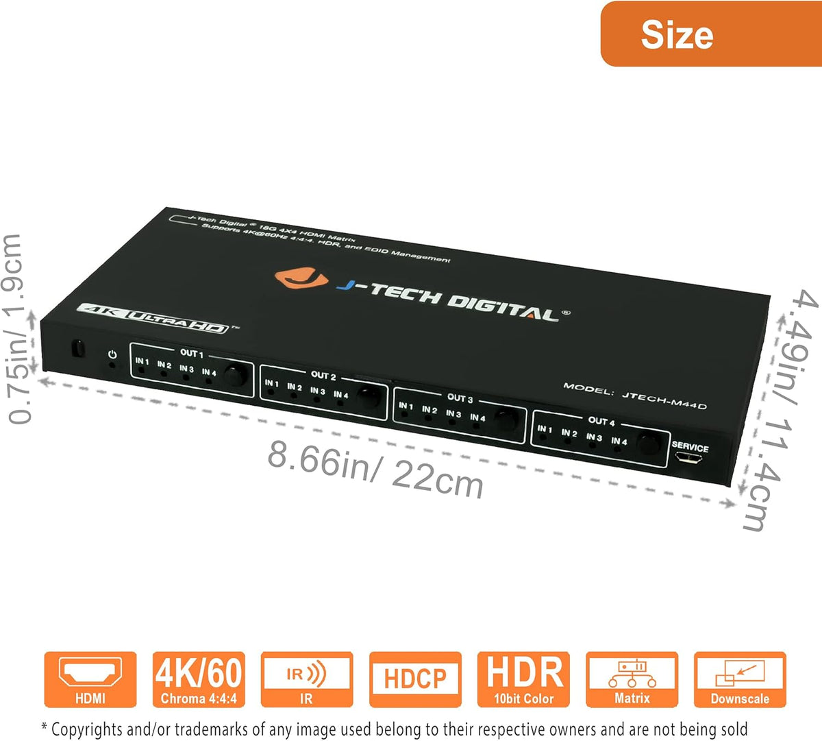 4x4 HDMI Matrix Switch with Downscaler D65771
