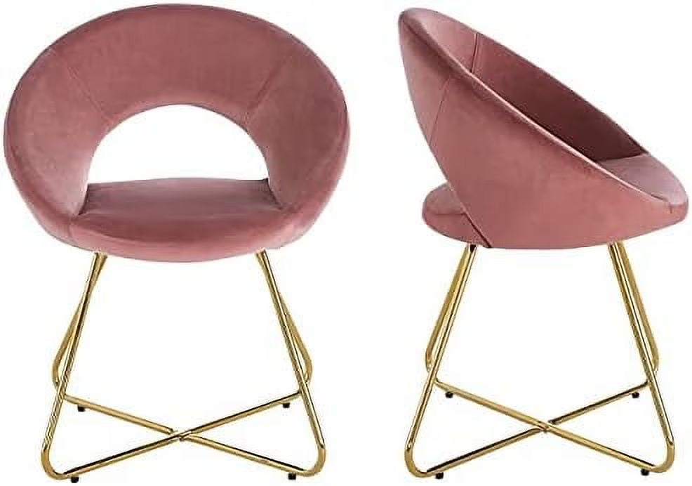 Blue Velvet Accent Arm Chair with Golden Metal Frame Legs W788346