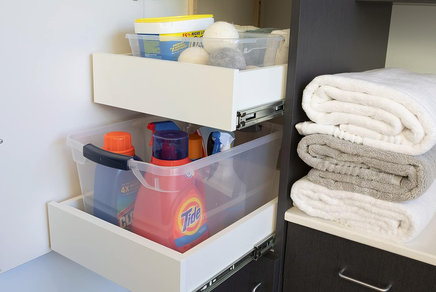 Clear 6 QT Pack of 12 Stackable Plastic Storage Containers with Lids D109