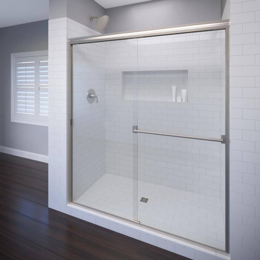 Bypass Framed Shower Door with Brushed Nickel W943