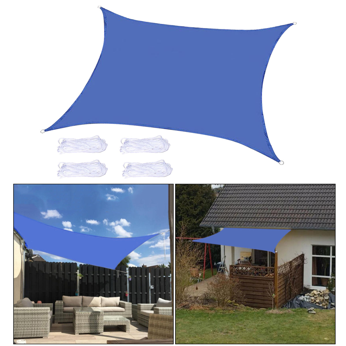 Blue Rectangle Sunscreen Awning Tarp N801