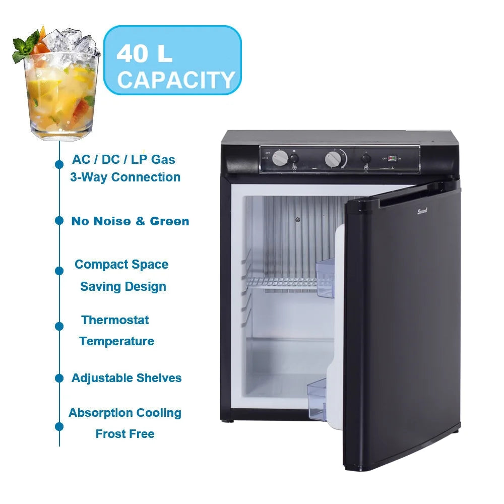 3 Way Propane RV Refrigerator 1.4 Cu.ft Compact Camper Fridge A44654