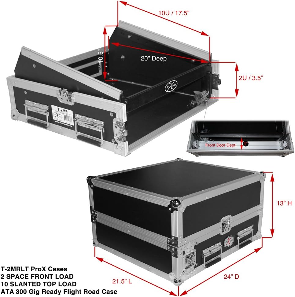 2 Space 10U Slant DJ Mixer Combo Rack with Sliding Laptop Shelf M39042