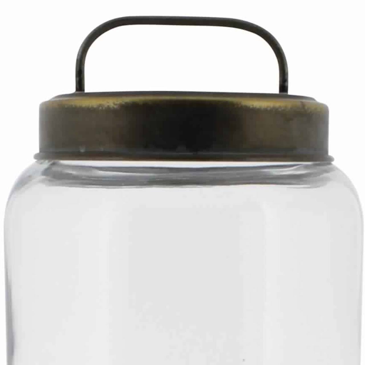 Cylindrical Glass Cannister with Metal Lid, Clear and Antique Gold O83174