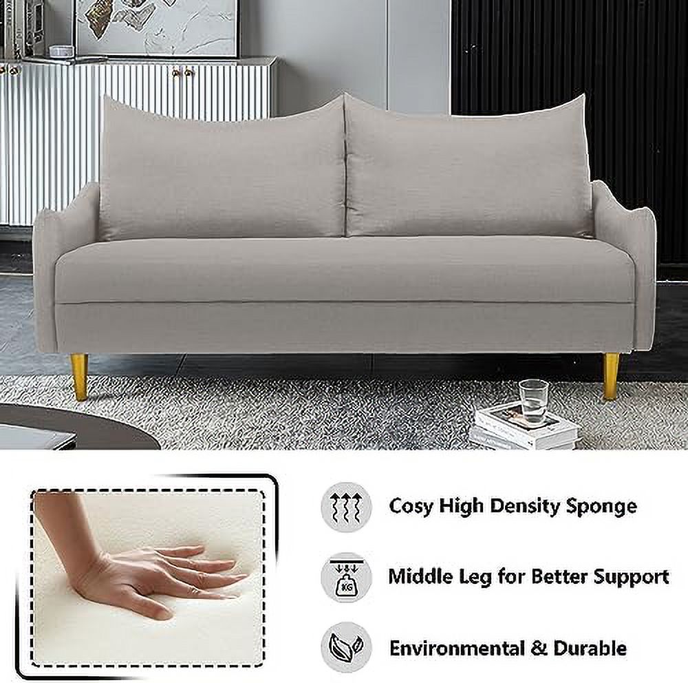 Velvet Loveseat Sofa with 2 Pillows & 4 Golden Legs F677346