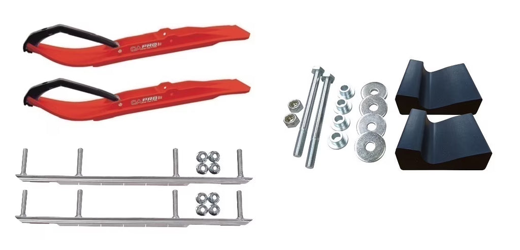 Red XT Snowmobile Skis with 9" Shaper Bars Complete Kit Y682112