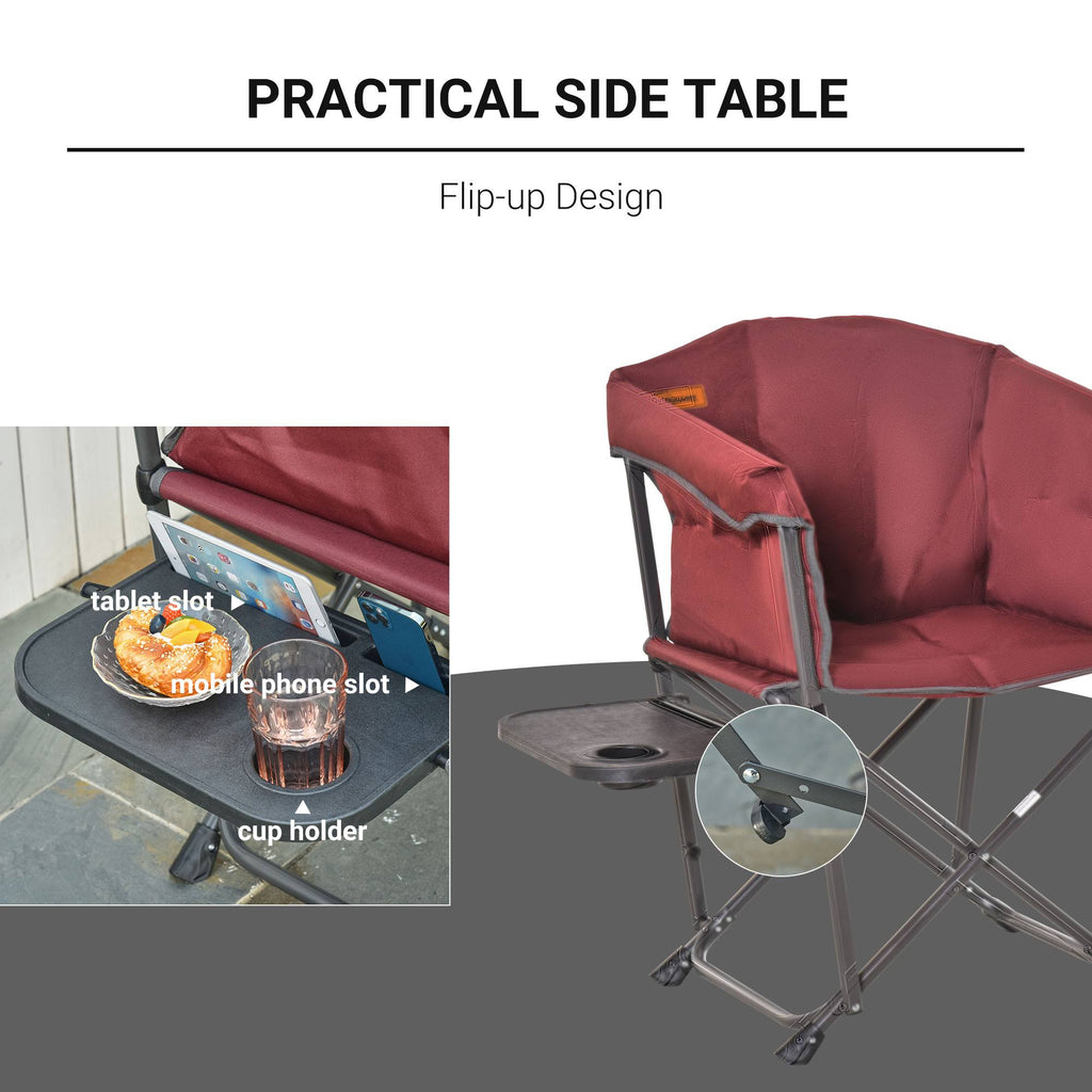 Red Oversize Padded Director Chair with Side Table U422