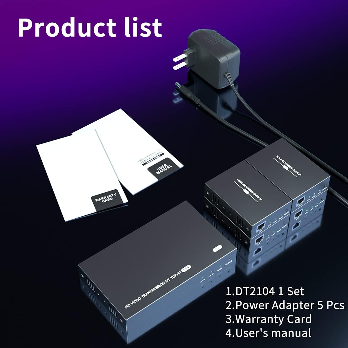 HDMI Splitter Extender 1x4 1080P Over Cat5e/6 Loopout 1 in 4 Out Z3732