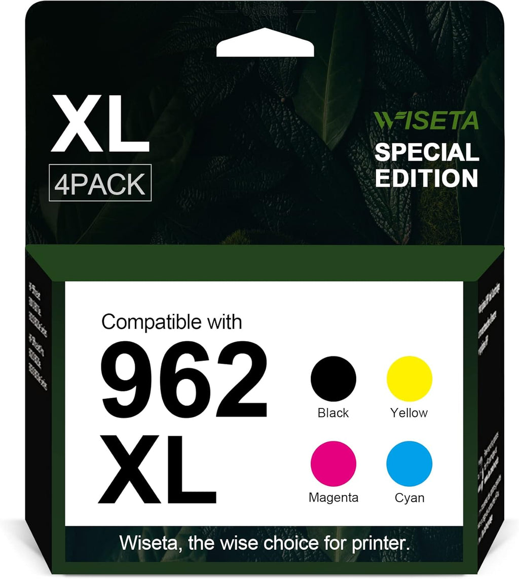 HP 962 962XL Black and C/M/Y Ink Cartridge 4-Pack Remanufactured for OfficeJet Pro 9010 Series A9243