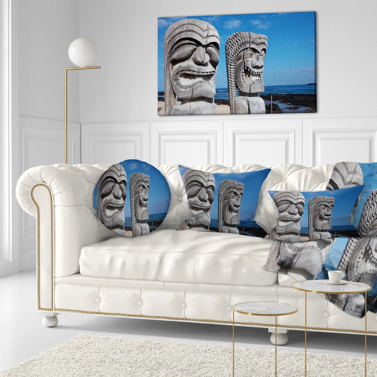 Hawaiian Tiki Gods Printed Throw Pillow M33046