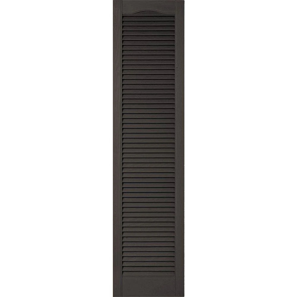 12 inchw x 79 inchh Vinyl Cathedral Top Louver Shutters with Shutter-Loks T9571