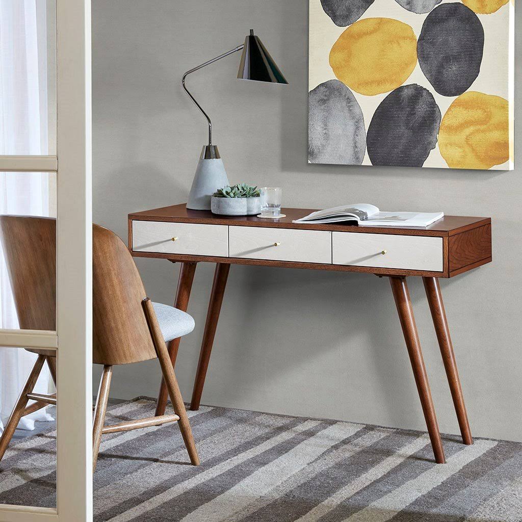Blue/Pecan 3 Drawer Writing Desk N721652