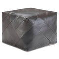 Dark Brown Leather Square Pouf N8565