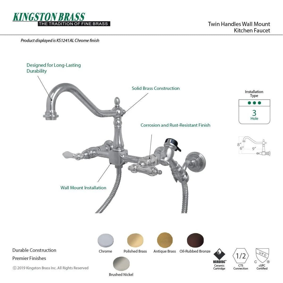 Wall Mount Tub Filler, Matte Black H14373