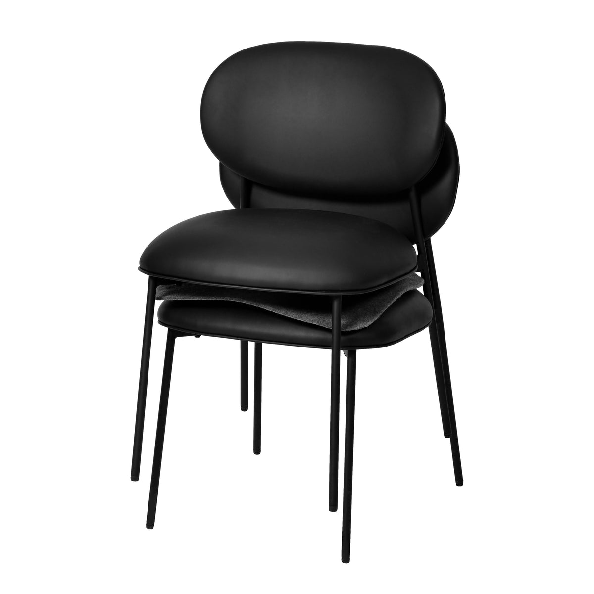Black Vegan Leather Stackable Dining Chair Set of 2 X965493