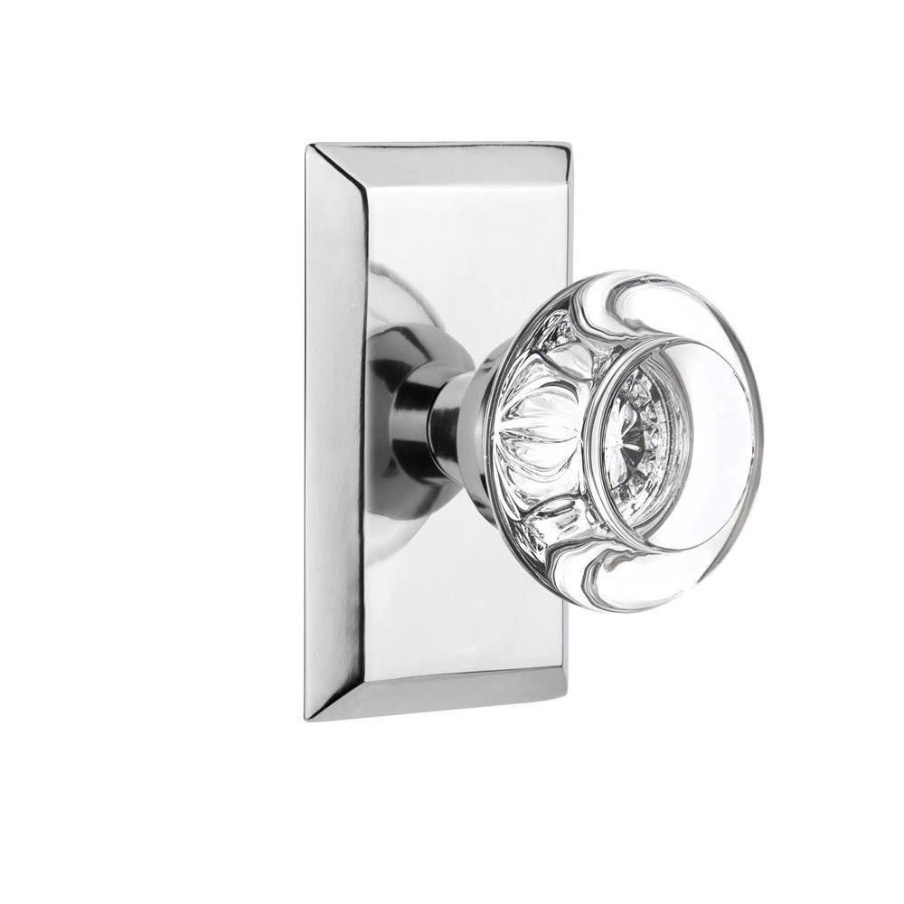 Round Clear Crystal Glass Door Knob, Bright Chrome G57524