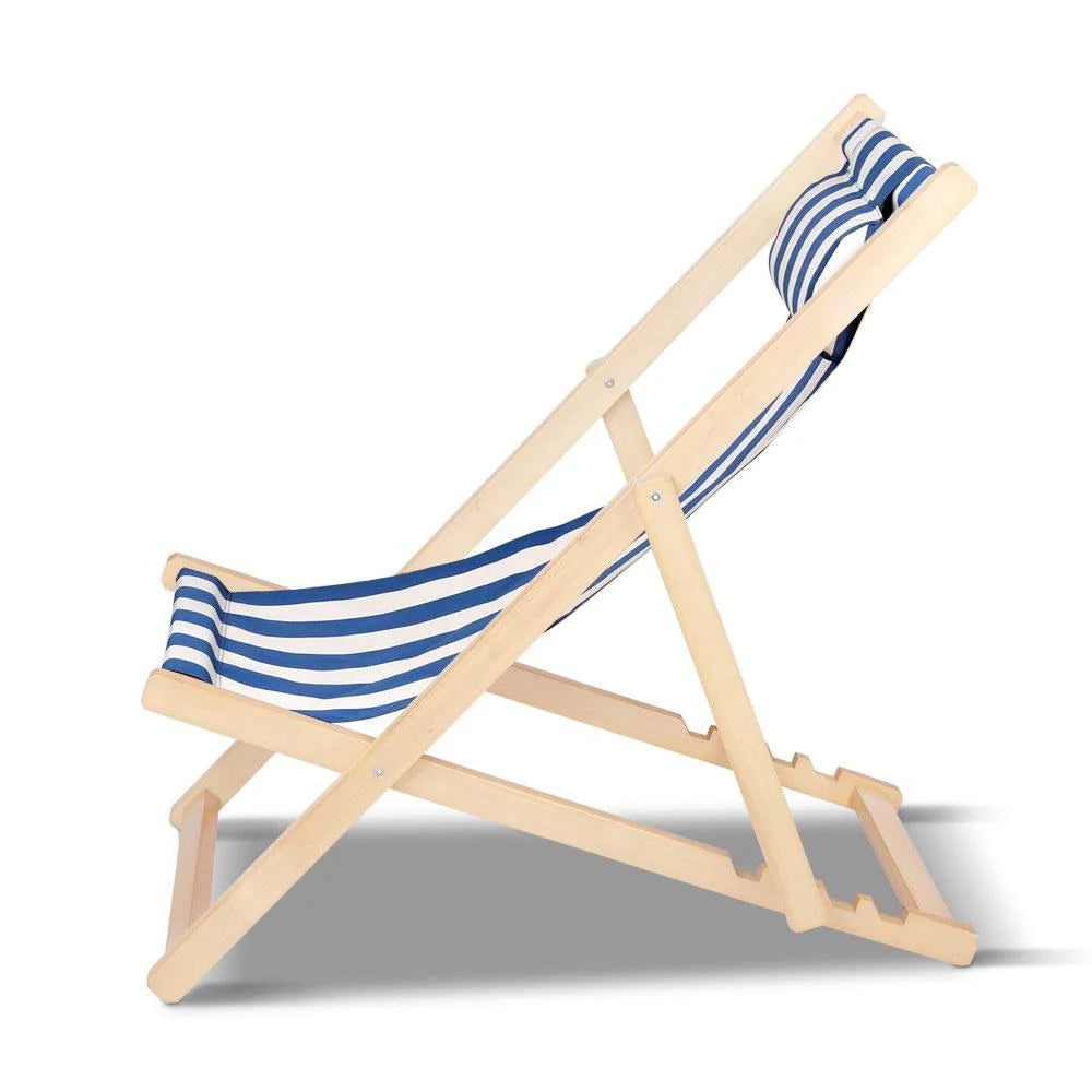 Blue & White Folding Beach Sling Chair E878101