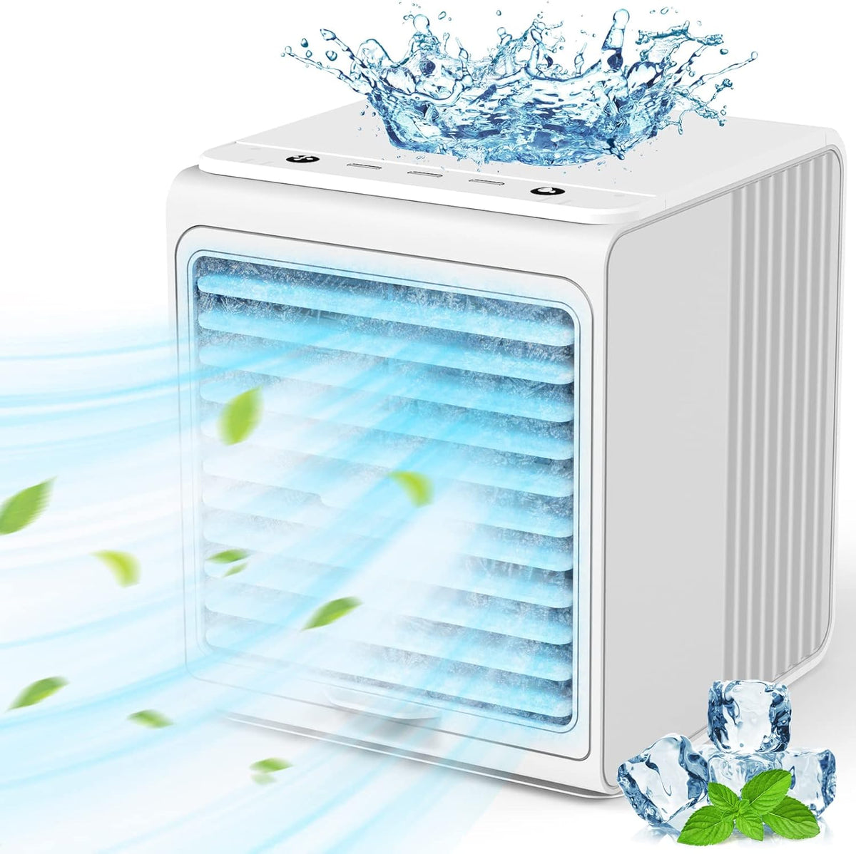 Mini Air Conditioner Portable Evaporative Air Cooler, USB Powered, 2000mAh Rechargeable, Pack of 2 H34328