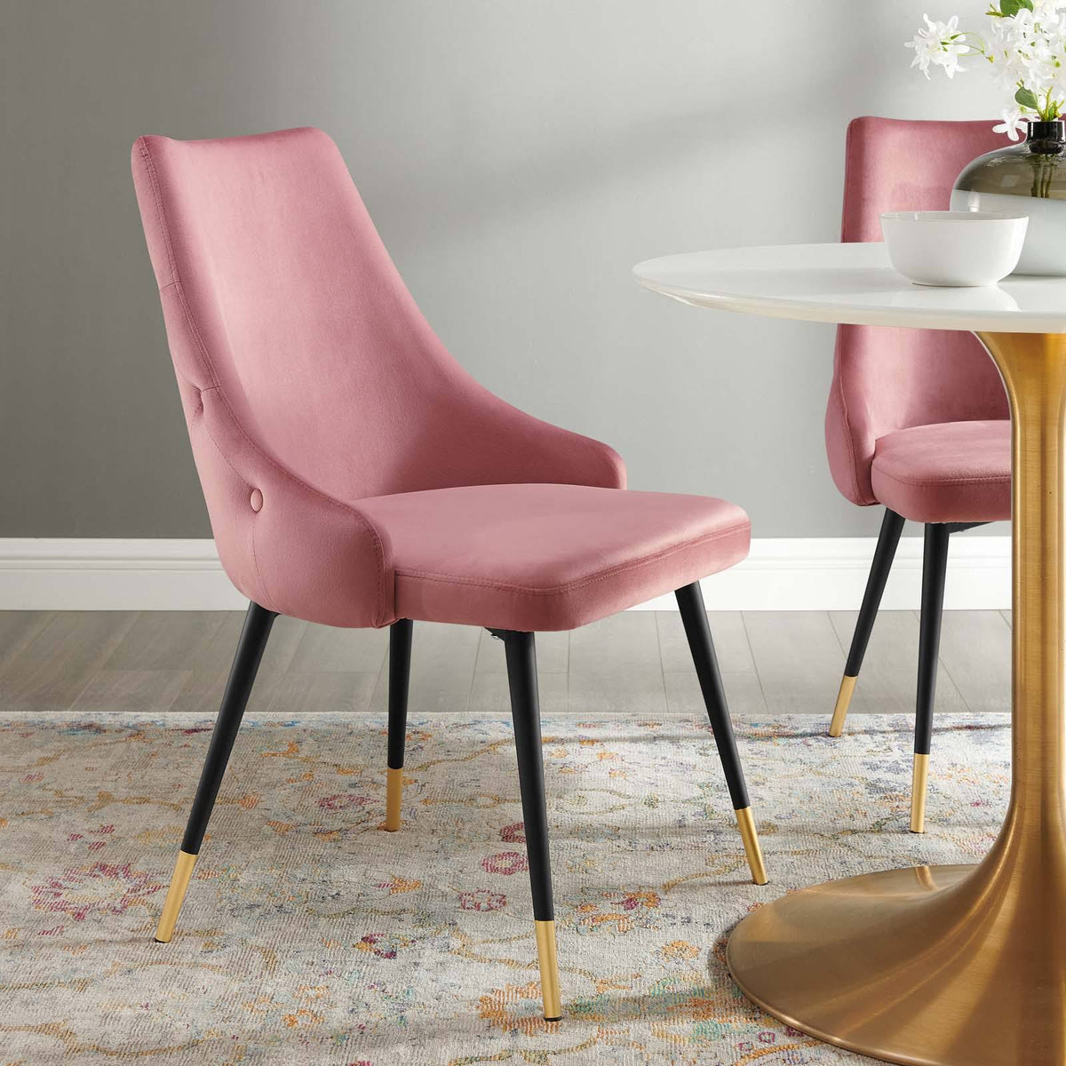 Navy Tufted Velvet Dining Side Chair V42238