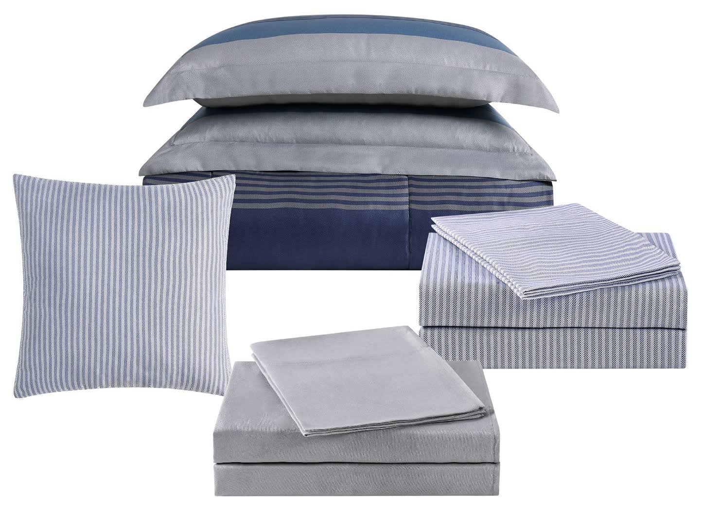 Striped Blue Full Bed in A Bag L319632