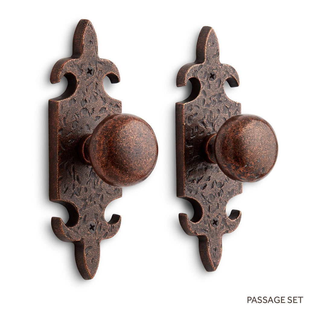Antique Copper Solid Brass Passage Door Knobset R87139