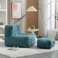 Blue Velvet Sofa Chair with Ottomans O461