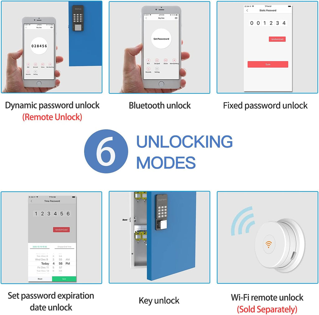 Key Lock Box 192 Keys with Bluetooth Unlock Metal Key Cabinet Wall Mount H8666