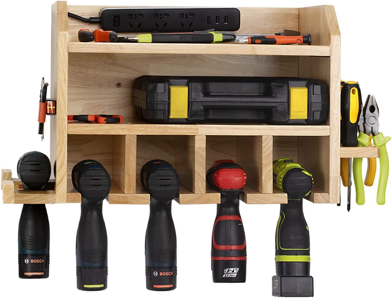 Power Tool Organizer Wall Mount, Drill Holder Storage with 5 Tool Slots R335246