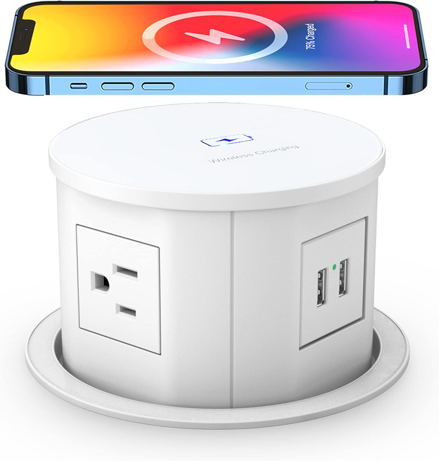 Pop Up Power Outlet with 10W Wireless Charger, 4 Outlets, 2 USB H4488