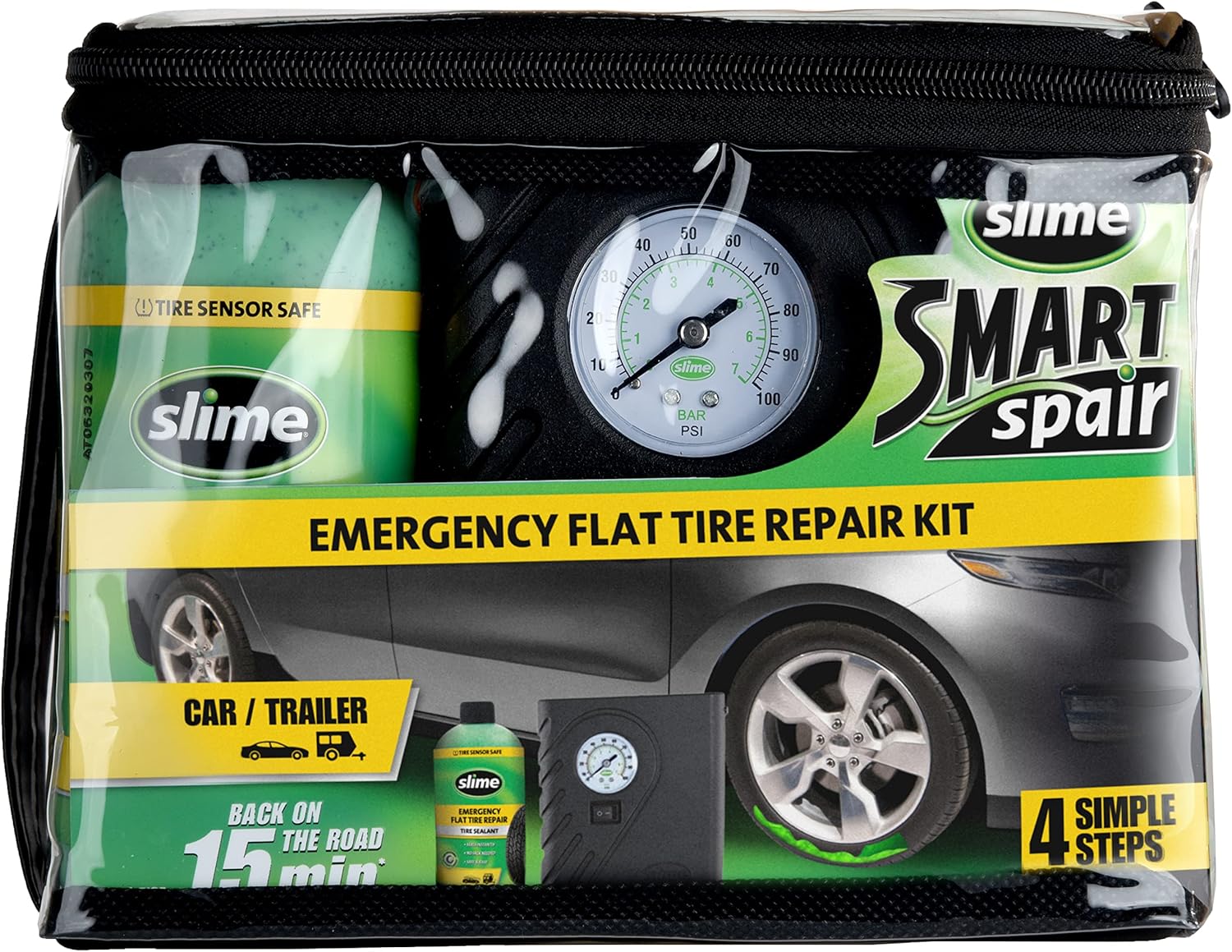 Flat Tire Puncture Emergency Kit with Sealant and Tire Inflator Pump L372808