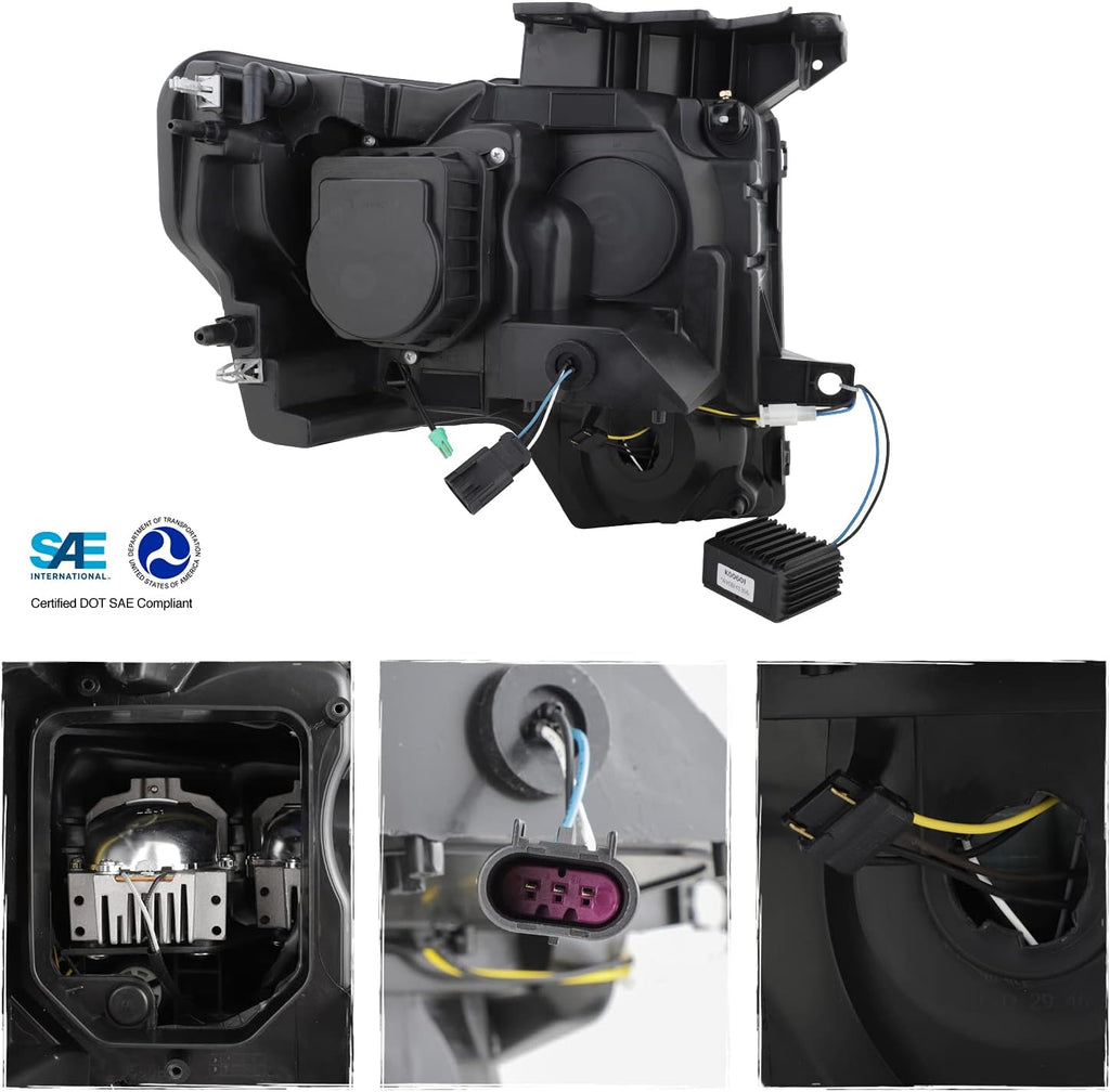 Black Projector Beam Headlights Pair H7143