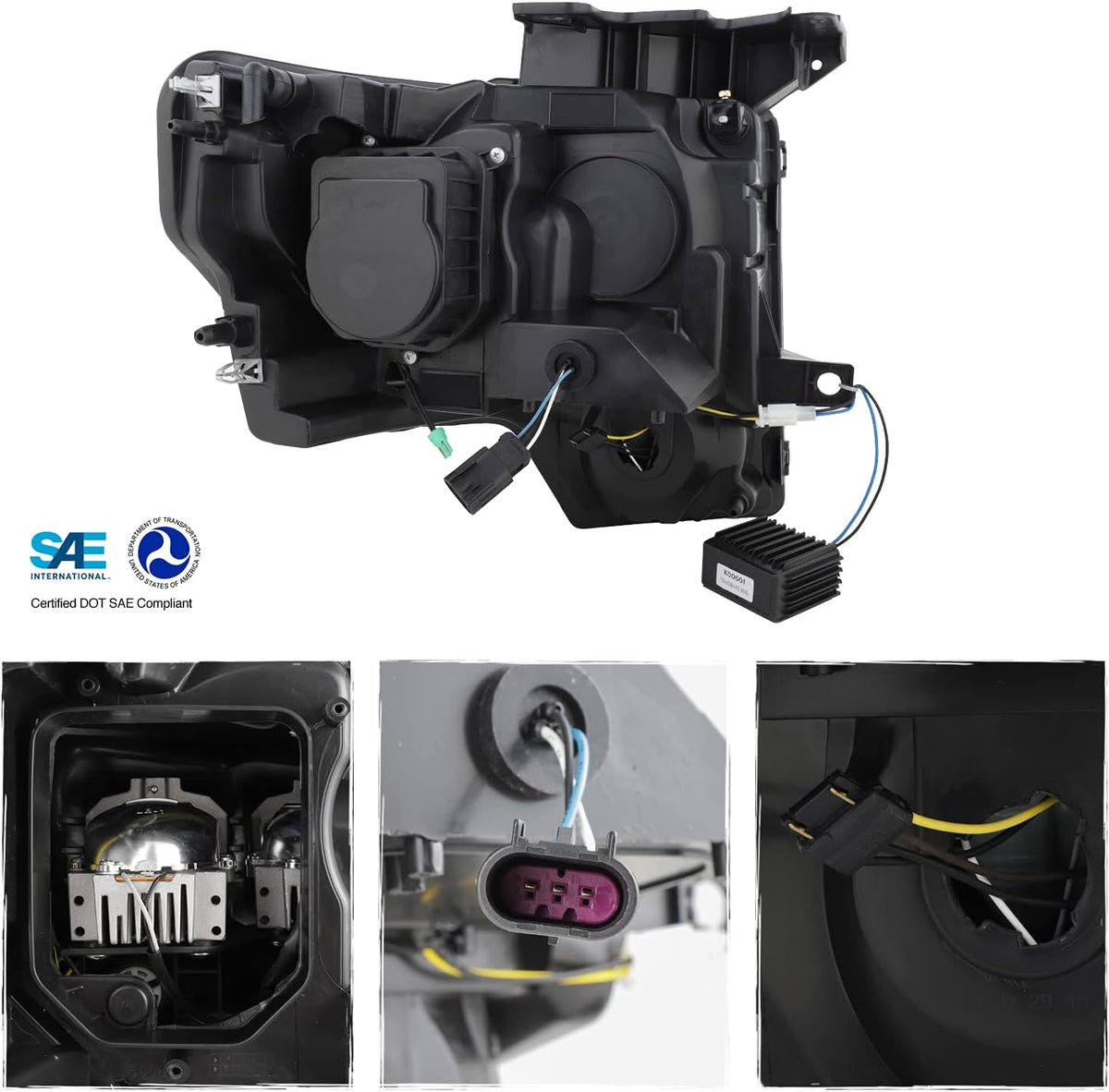Black Projector Beam Headlights Pair H7143