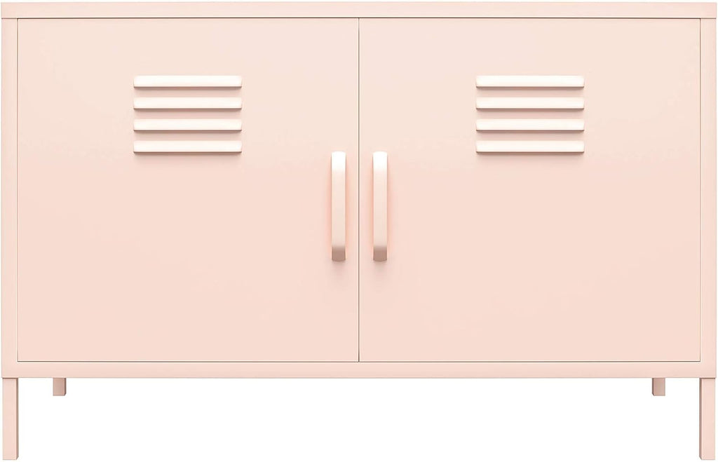 Black 2 Door Metal Locker Accent Cabinet D5365