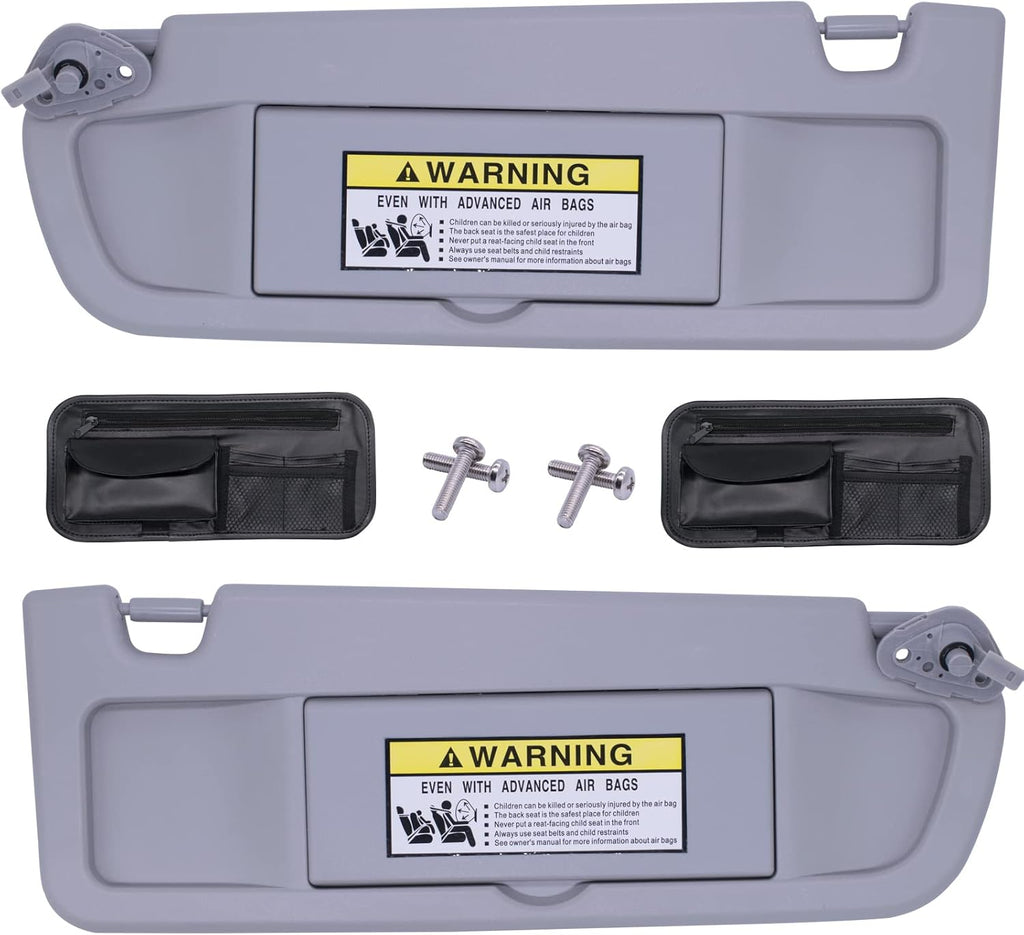 Clear Gray Sun Visor Compatible with Honda Civic 2006-2011, Pack of 2 U6433