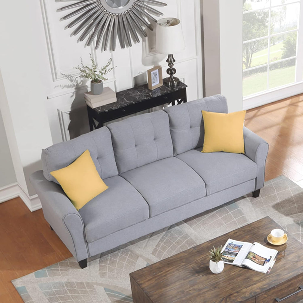 Light Grey-Blue 3-Seat Upholstered Sectional Sofa Set Y77396