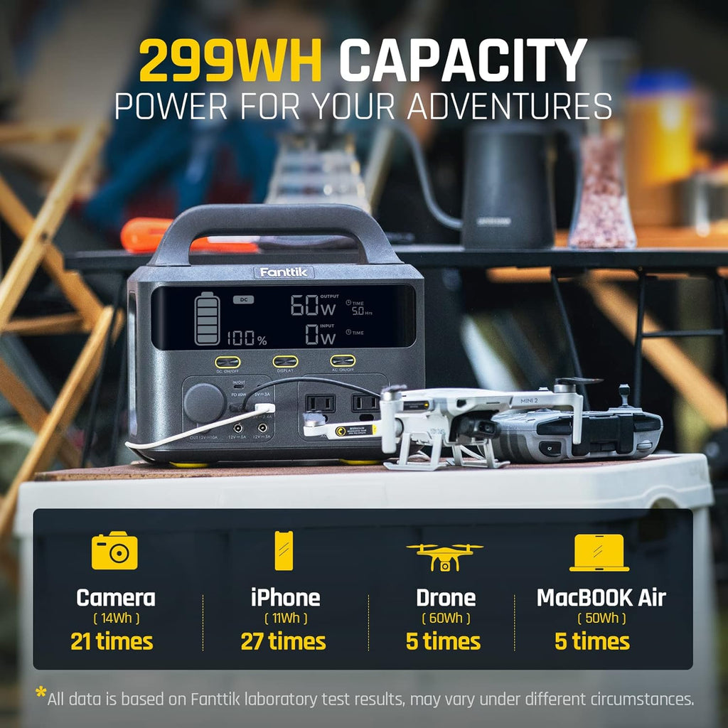 Portable Power Station 299Wh Lithium Battery with 2 AC Outlets Z3896
