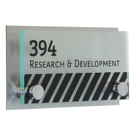 Office Door Sign with Brushed Formica Backing and Mounting Hardware H157