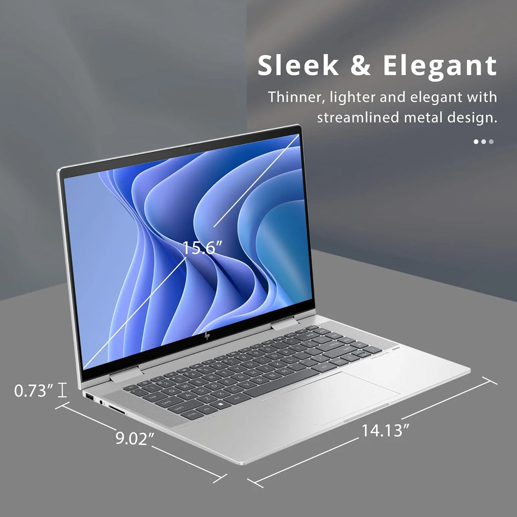 HP Envy x360 2-in-1 15.6" FHD Touchscreen Laptop, Intel Core i7-1355U, 16GB LPDDR5 RAM, 512GB SSD, Intel Iris Xe Graphics, Backlit KB, 5MP IR Camera, Win 11, Silver K793540