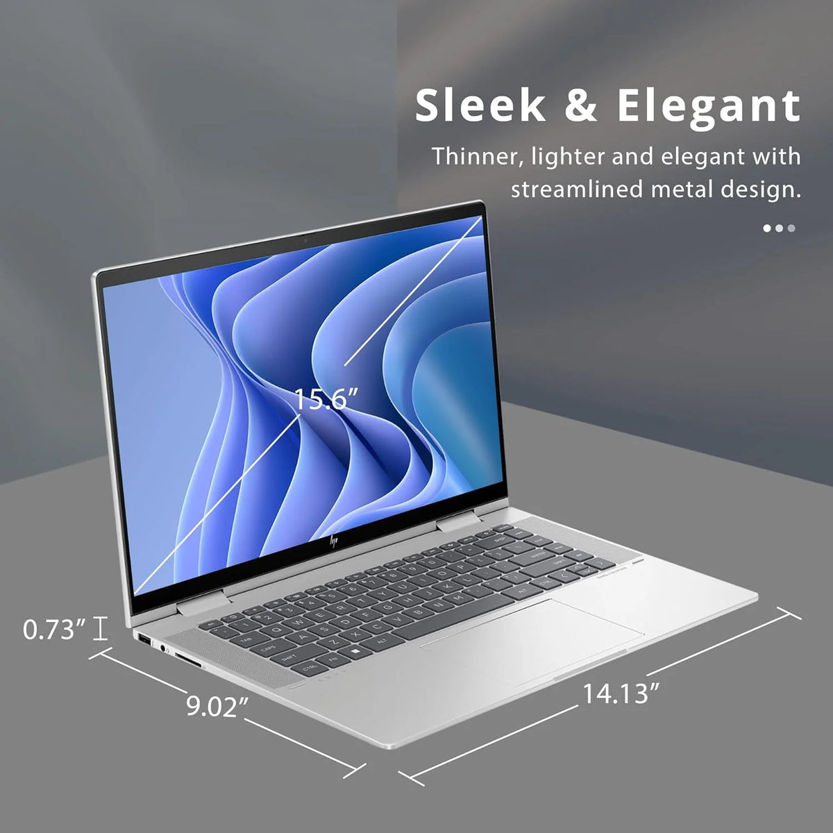 HP Envy x360 2-in-1 15.6" FHD Touchscreen Laptop, Intel Core i7-1355U, 16GB LPDDR5 RAM, 512GB SSD, Intel Iris Xe Graphics, Backlit KB, 5MP IR Camera, Win 11, Silver K793540