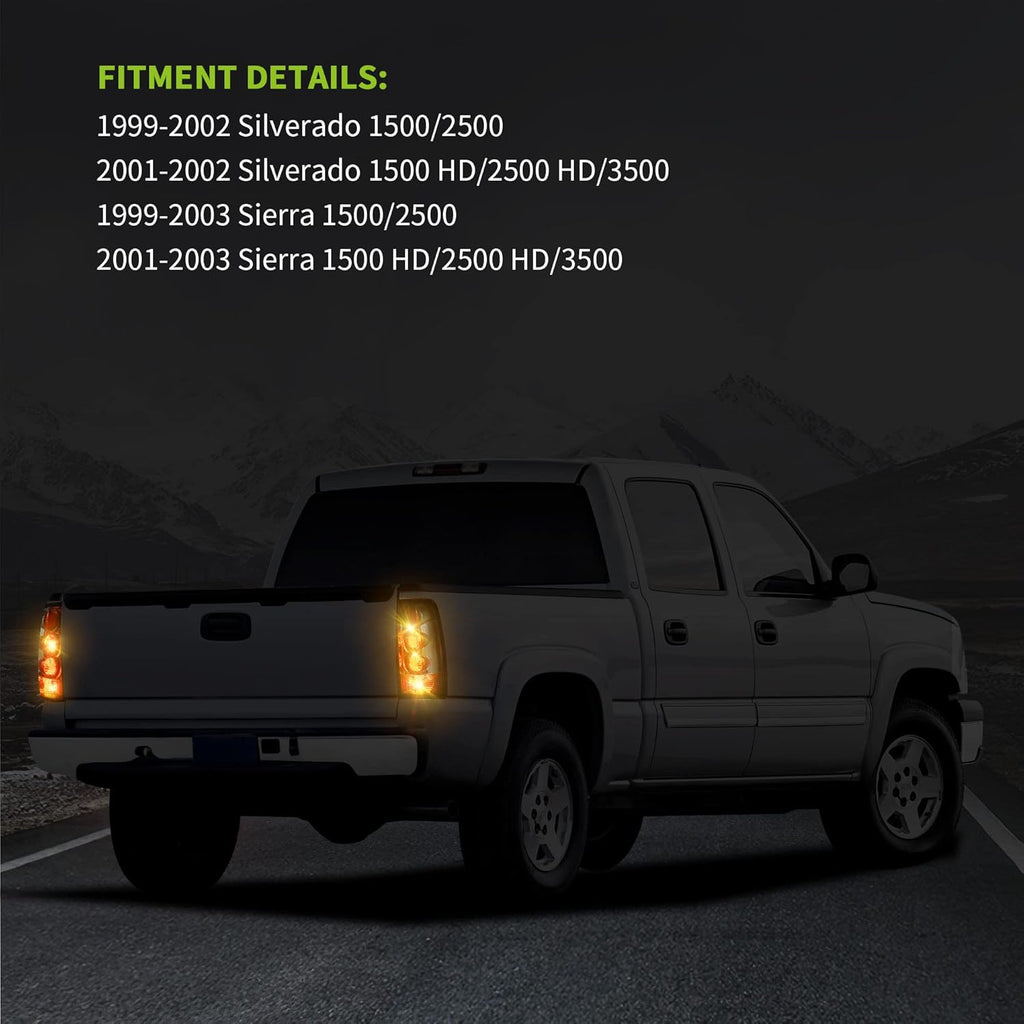 Smoke Red Lens Taillights Pair for Chevy Silverado Fleetside Models A598