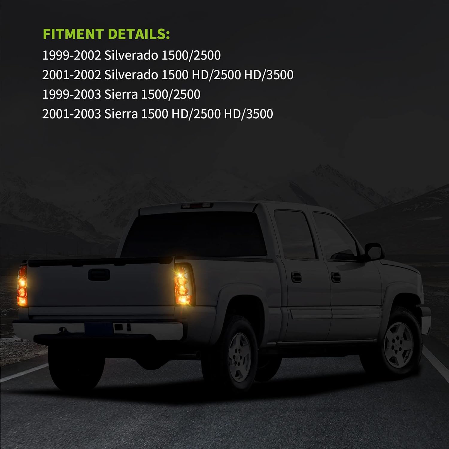 Smoke Red Lens Taillights Pair for Chevy Silverado Fleetside Models A598