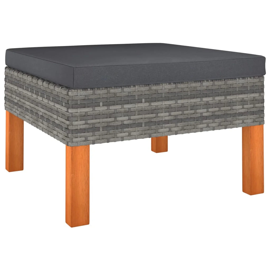 4 Piece Poly Rattan Garden Set with Cushions Gray W8085