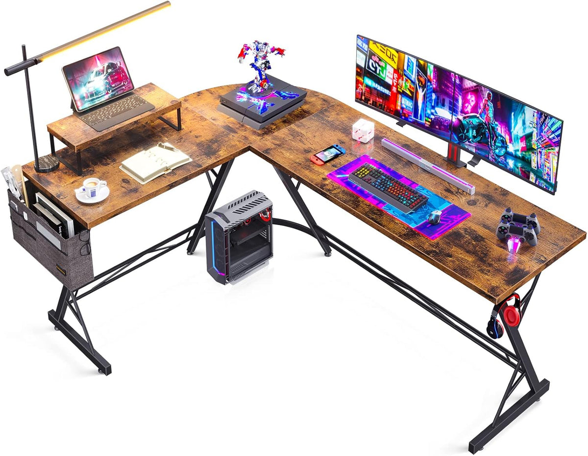 66" L Shaped Computer Desk with Monitor Stand Z774089
