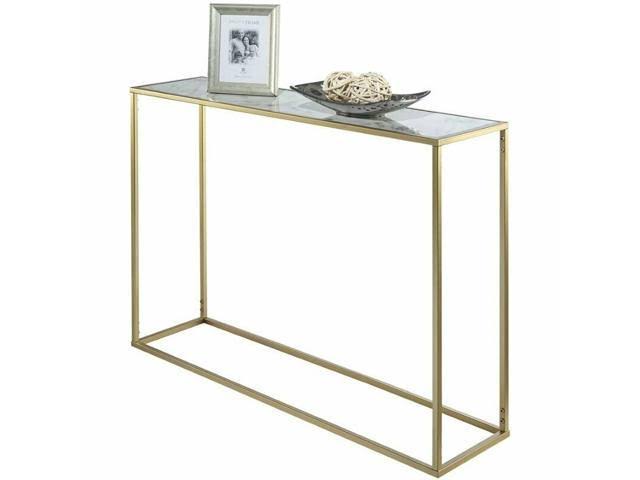 Gold Faux Marble Top Console Table E844
