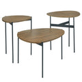3 Piece Walnut and Black Accent Table Set B9093