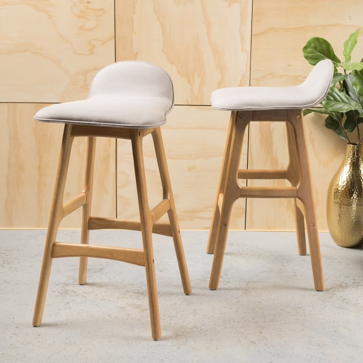 Mid-Century Modern Upholstered Barstools (Set of 2) P195877