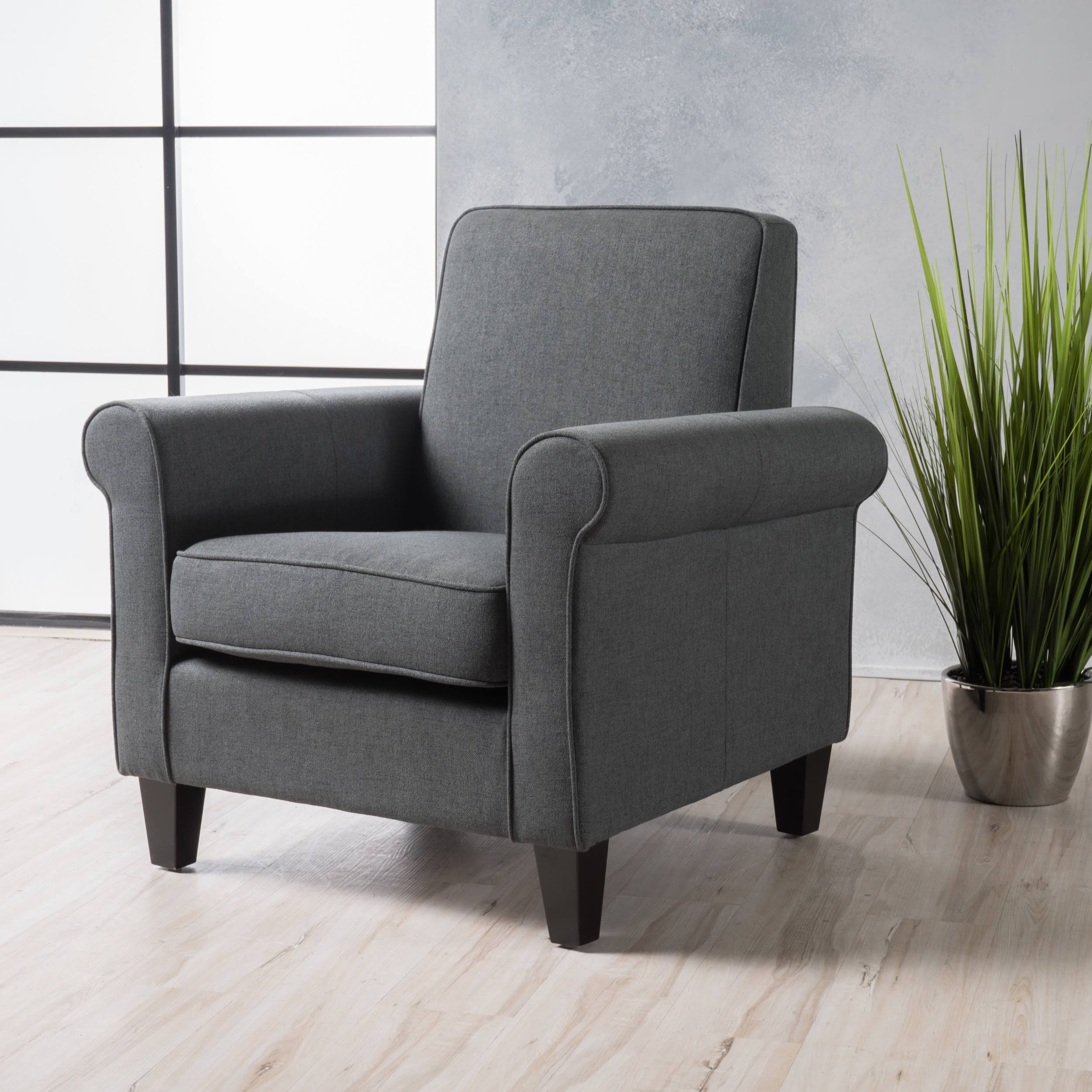 Dark Blue Padded Fabric Club Chair W63753