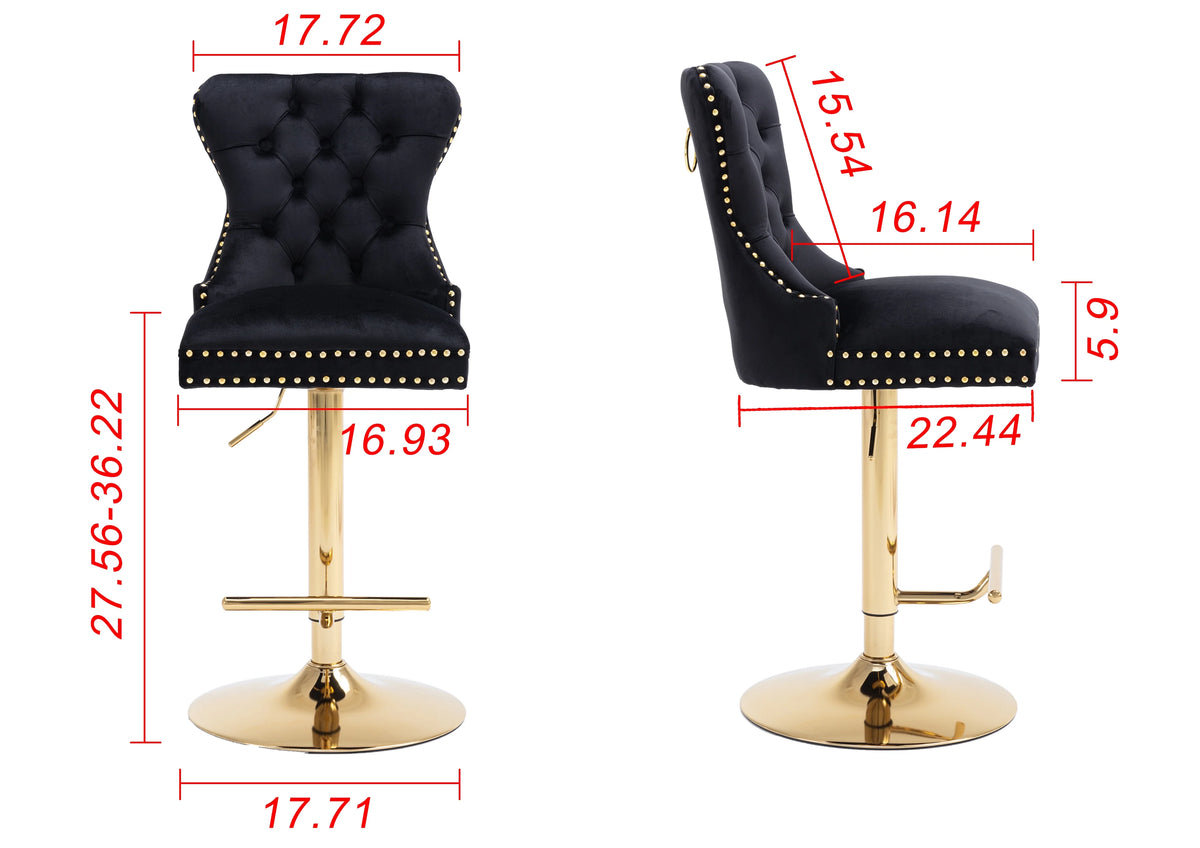 Black Velvet Swivel Bar Stools Set of 2 Q6214