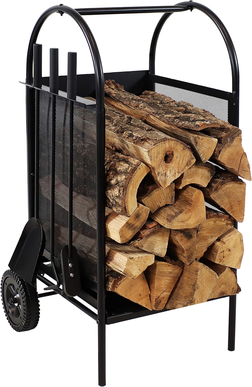 Wrought Iron Firewood Rack with Poker, Shovel and Brush Tools P462